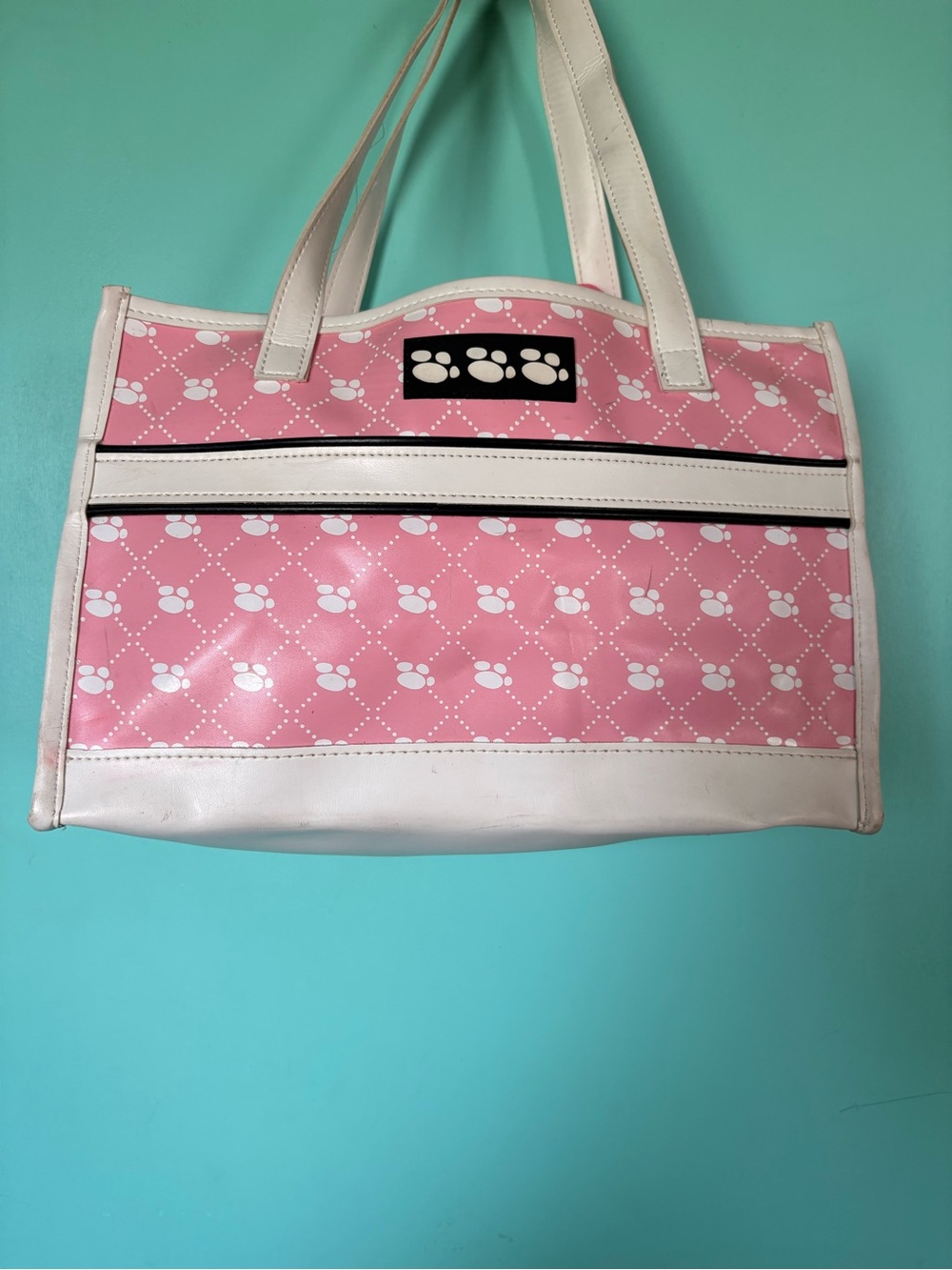 Build-A-Bear Pink Paw Print Tote with White Trim
